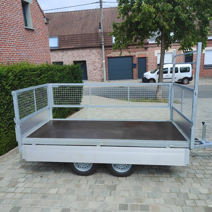 SOLD - OCCASIE Plateau - double axle - 300x150cm - 750KG with Foliage Racks + OPTIONS